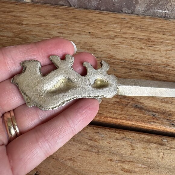 Vintage Solid Brass Bull Letter Opener 7” - Picture 4 of 6